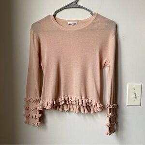 Club Monaco Ruffled Light Pink Ruffled Top size small